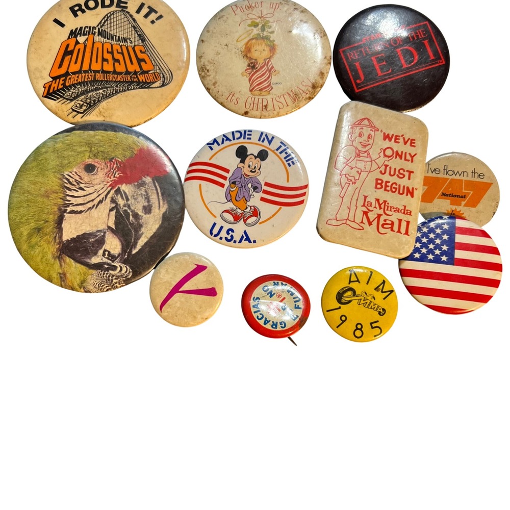 Pinback Button Lot Multicolor Vintage Star Wars Disney Souvenir 80s